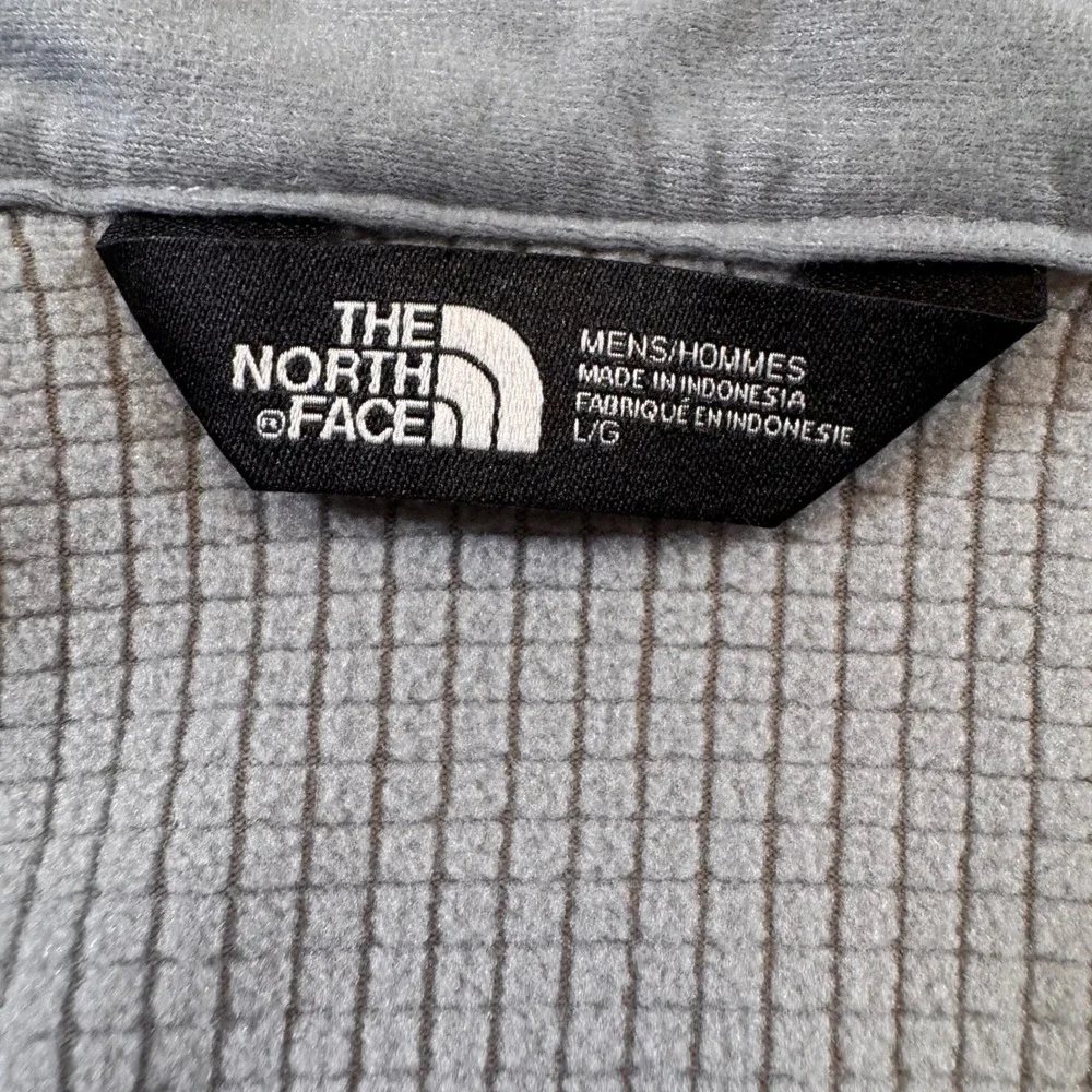 North Face Echo Rock Quarter Zip Grid Fleece Pullover Gray‎ Hiking Jacket Sz L